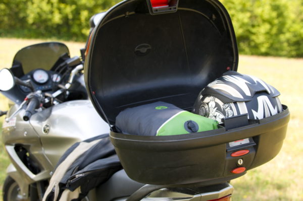 Coleman Biker Sleeping Bag packed into a Bike Cargo box.