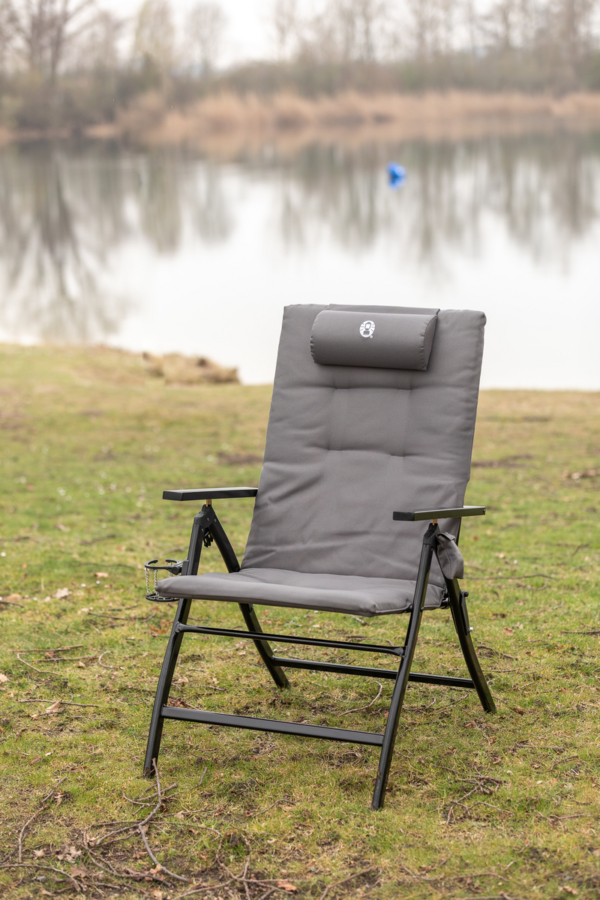 Coleman 5-Position Padded Steel Chair Set up at the river bank