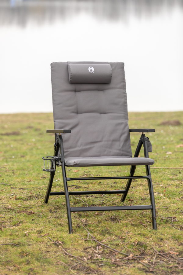 Coleman 5-Position Padded Steel Chair Set up at the river bank